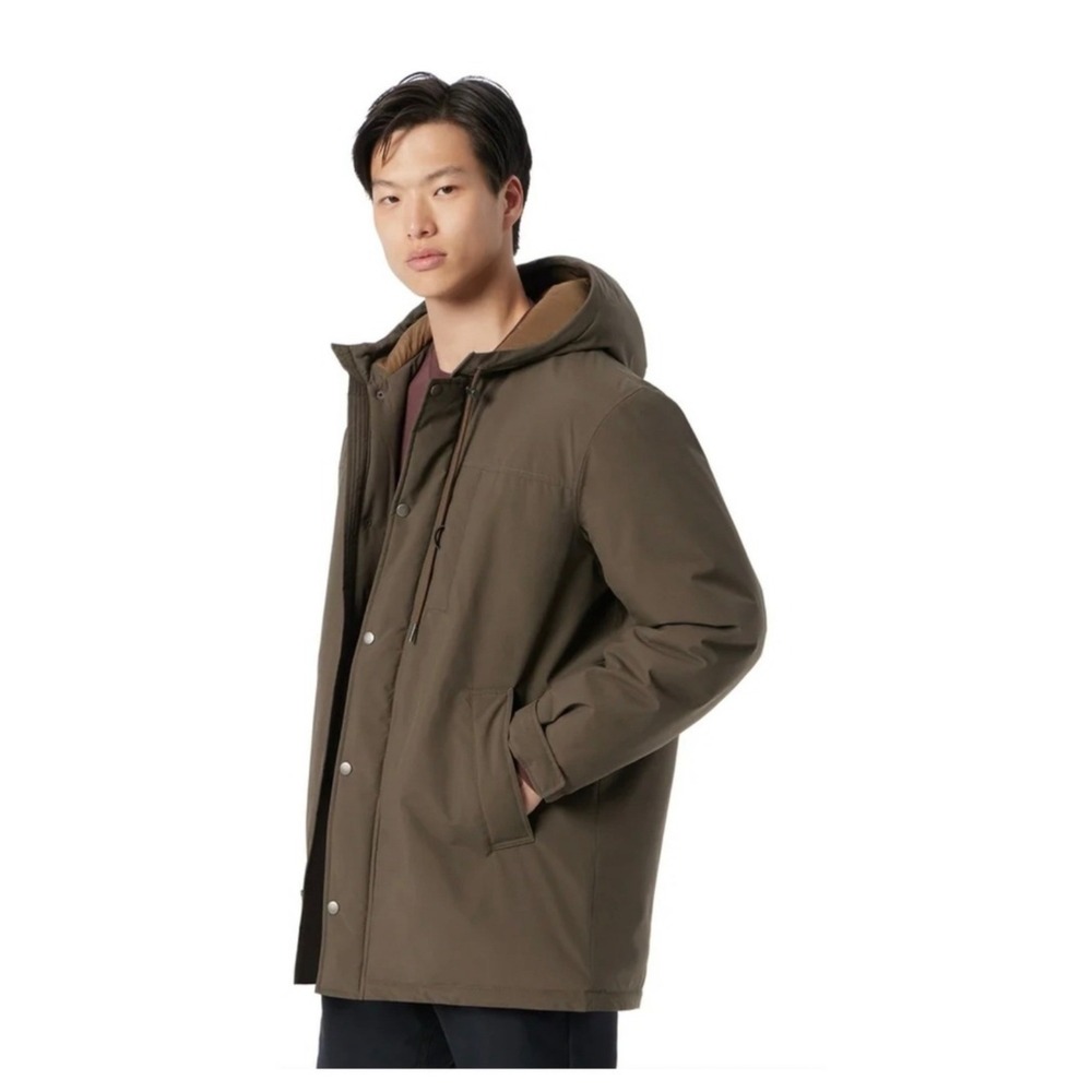 BASS & CO Mens Olive‎ Green Storm Coat Hooded Parka Jacket Size L